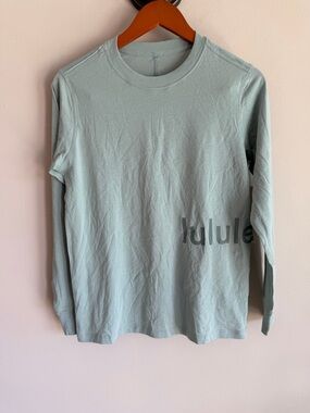 Lululemon All Yours Long Sleeve Graphic Tee Silver Blue Pima Cotton Shirt NEW